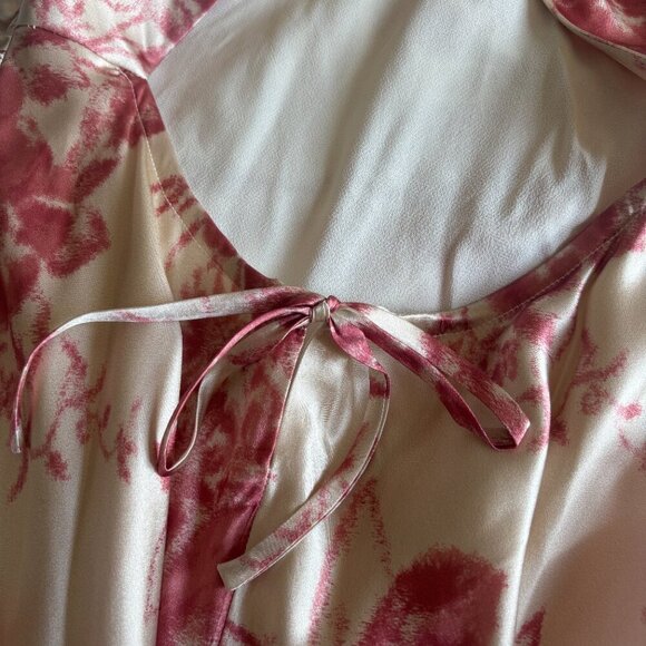 NEW Reformation Anaiis Long Silk Dress Cameo Rose Pink Cream Floral | size 0 - Picture 10 of 12